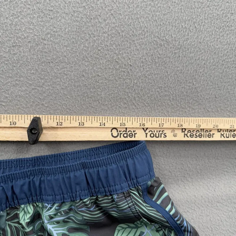 Fair Harbor Shorts‎ Mens XL Green Tropical Swim Trunks Lined Zipper Pocket Beach
